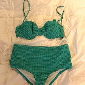 J Crew beautiful worn once green gingham seersucker bikini